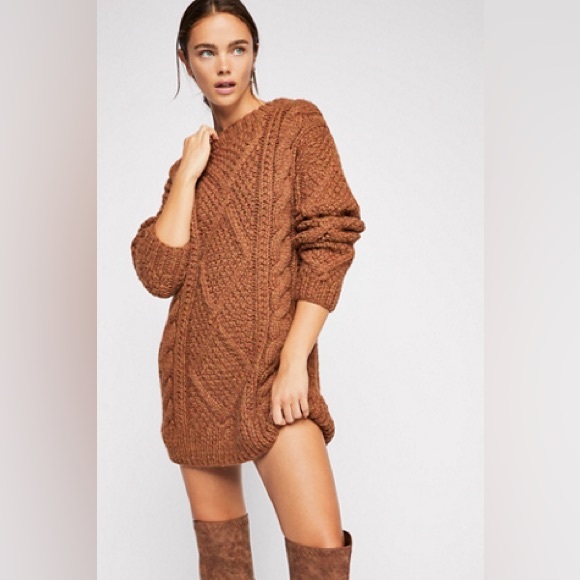 Free People On A Boat Sweater Dress Light Brown Cable Knit Long Sleeve Size
XS - Picture 2 of 15